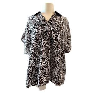 WORTHINGTON Animal Print Blouse Size PXL Classic Business Casual Comfort Preppy